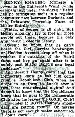 Camden Courier-Post October 31, 1936 — What Do YOU Think — Henry Knauer by Charley Humes