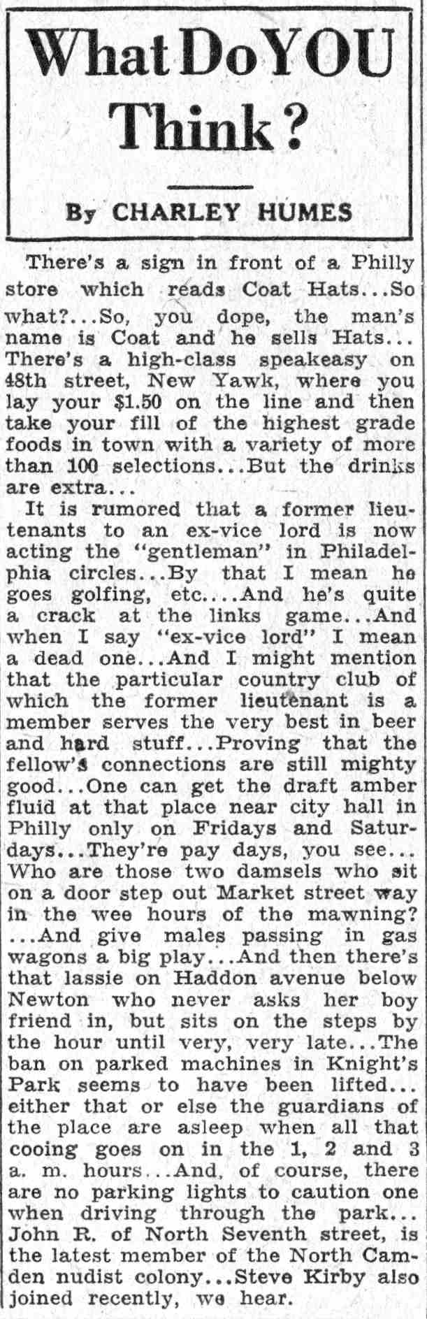 Camden Courier-Post June 13 1932 What Do YOU Think column