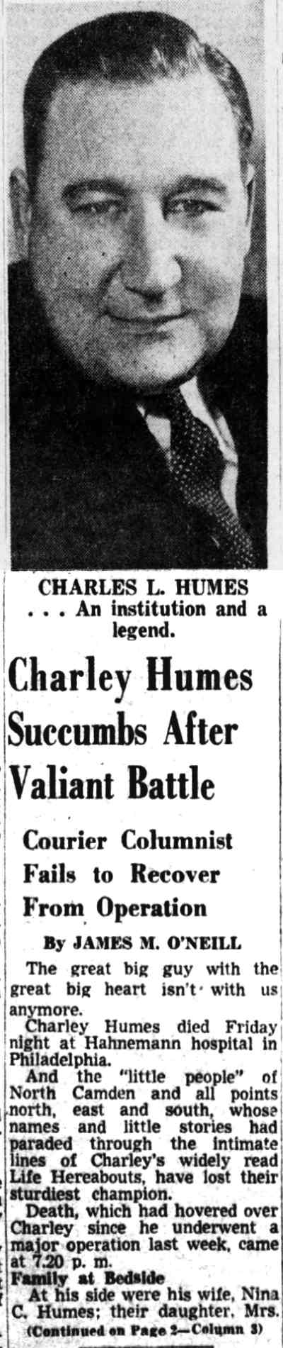 Camden Courier-Post September 23 1950 obituary photo section