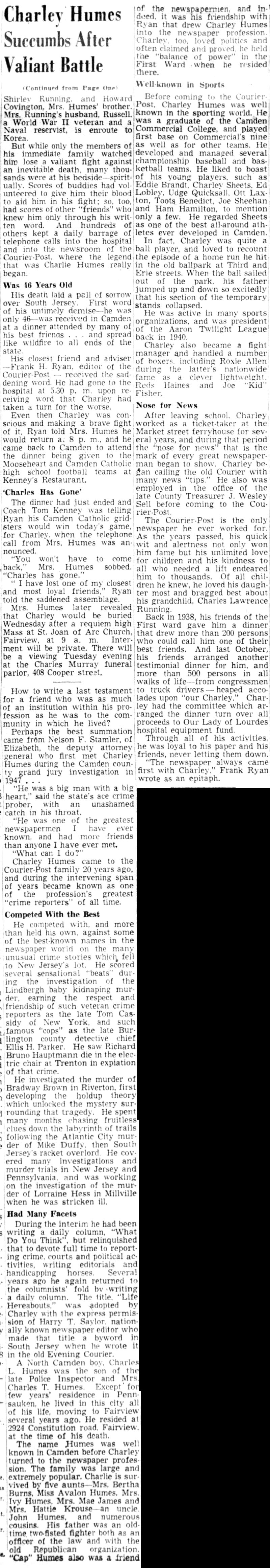 Camden Courier-Post September 23 1950 obituary continued
