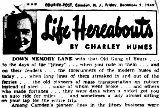 Camden Courier-Post December 9 1949 Life Hereabouts column