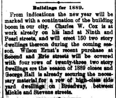 Camden Daily Courier article, January 2, 1889