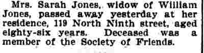 Camden Post-Telegram obituary, February 21, 1901