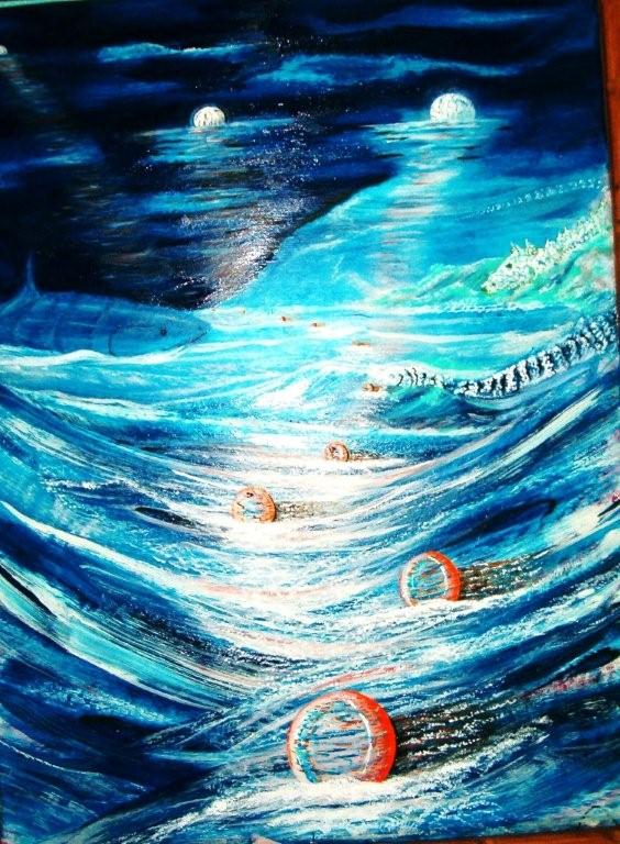 Orange Spheres on a Blue Sea, by Joe Seddon