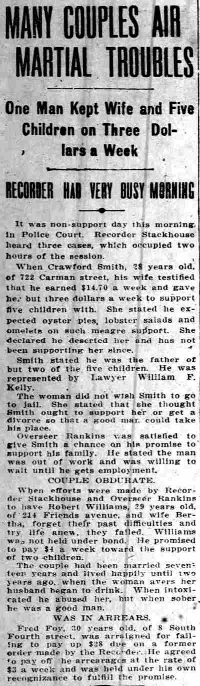 Camden Daily Courier, February 5, 1913 — Crawford Smith marital case