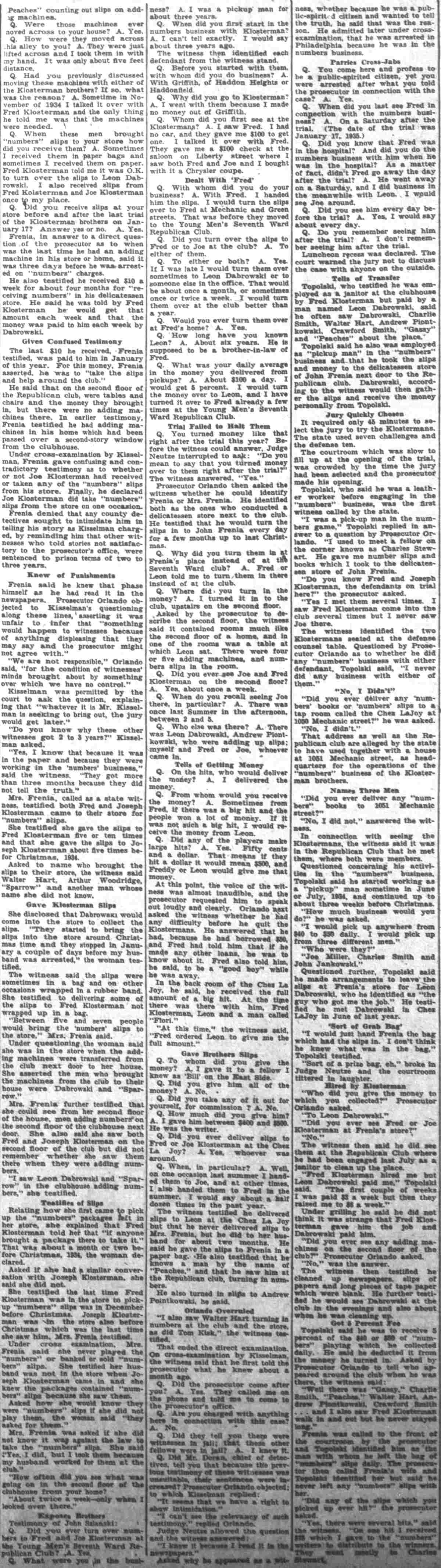 Klosterman trial testimony continued, March 20, 1935
