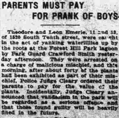 Camden Post-Telegram, June 26, 1925 — Crawford Smith juvenile arrests at Forest Hill Park