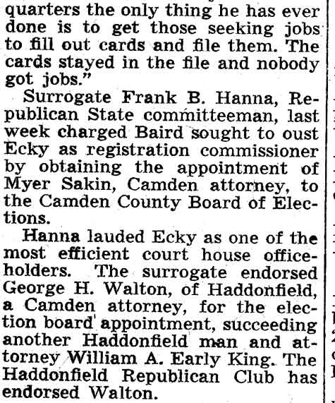 Camden Courier-Post February 22, 1938 article, continued
