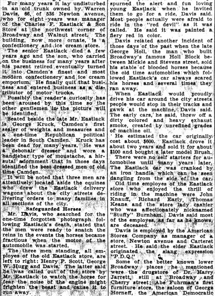 Dan McConnell column on Oscar Eastlack — Camden Courier-Post, January 29, 1938 (part 2)