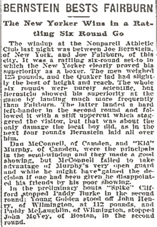 Philadelphia Inquirer, January 30, 1898 — Bernstein Bests Fairburn