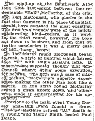 Philadelphia Inquirer, February 7, 1897 — The Boxers' Lively Saturday Night (continued)