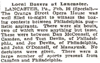 Philadelphia Inquirer, February 17, 1897 — Local Boxers at Lancaster