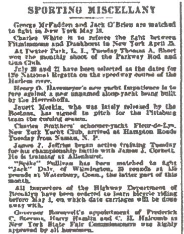 Philadelphia Inquirer, April 14, 1900 — Sporting Miscellany
