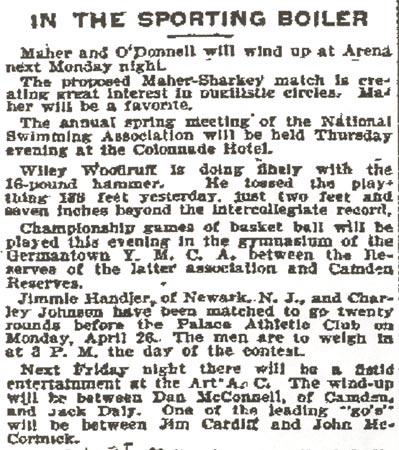 Philadelphia Inquirer, April 20, 1897 — In the Sporting Boiler