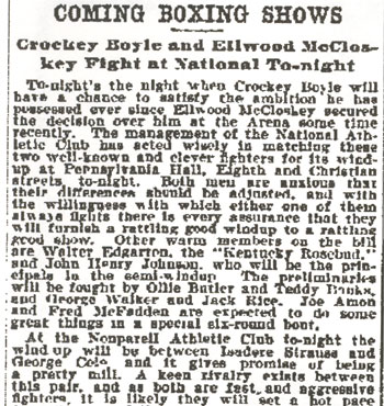Philadelphia Inquirer, April 21, 1900 — Coming Boxing Shows