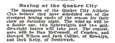 Philadelphia Inquirer, April 21, 1899 — Boxing at the Quaker City