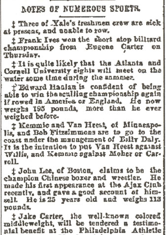 Philadelphia Inquirer, May 2, 1891 — Notes of Numerous Sports