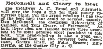 Philadelphia Inquirer, June 24, 1900 — McConnell and Cleary to Meet