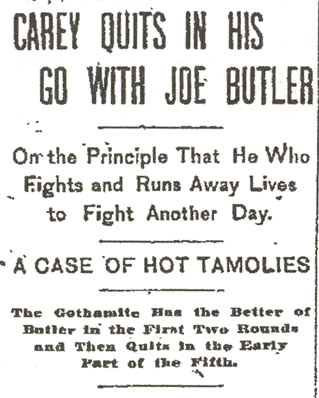 Philadelphia Inquirer, September 7, 1897 — Carey Quits in His Go With Joe Butler