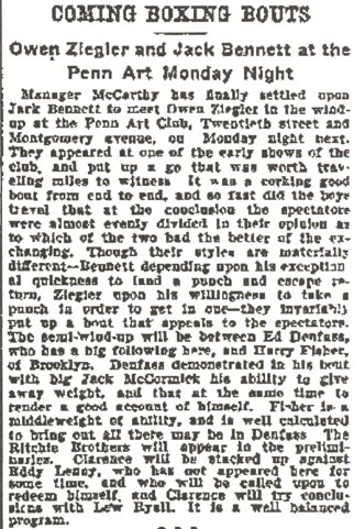 Philadelphia Inquirer, November 17, 1900 — Coming Boxing Bouts