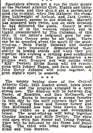 Philadelphia Inquirer, November 17, 1900 — Coming Boxing Bouts (continued)
