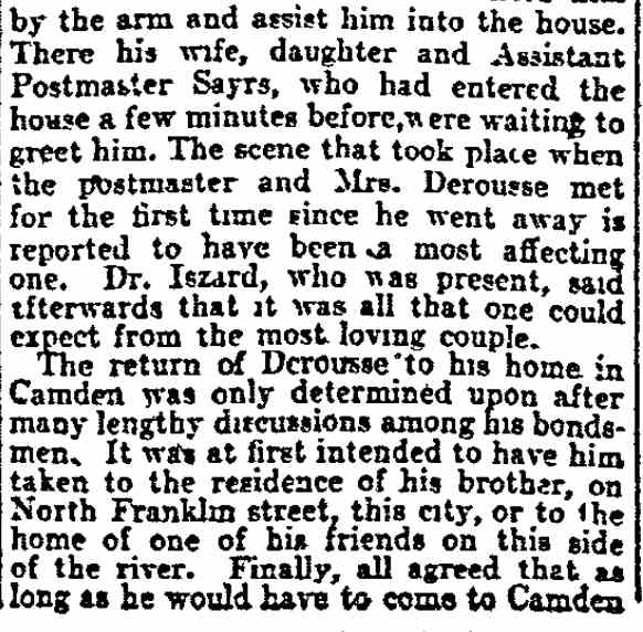 Philadelphia Inquirer, June 20, 1903 — Derousse meets wife in the Camden home, panel 2