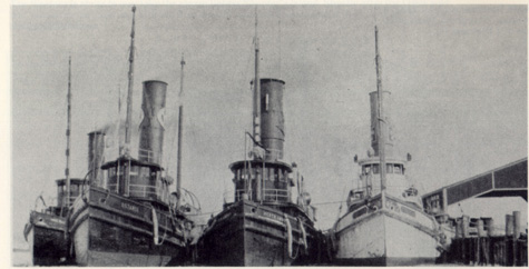Ontario and Western, built by Dialogue in 1908, and other steam tugs at Vineyard Haven