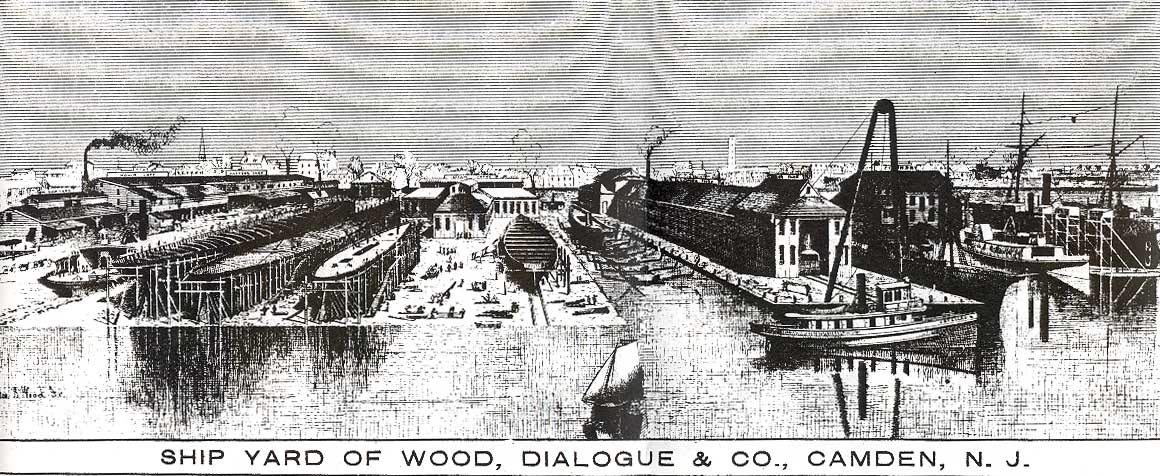 Ship Yard of Wood, Dialogue & Co., Camden, N.J., engraving from New York Daily Graphic, 1875