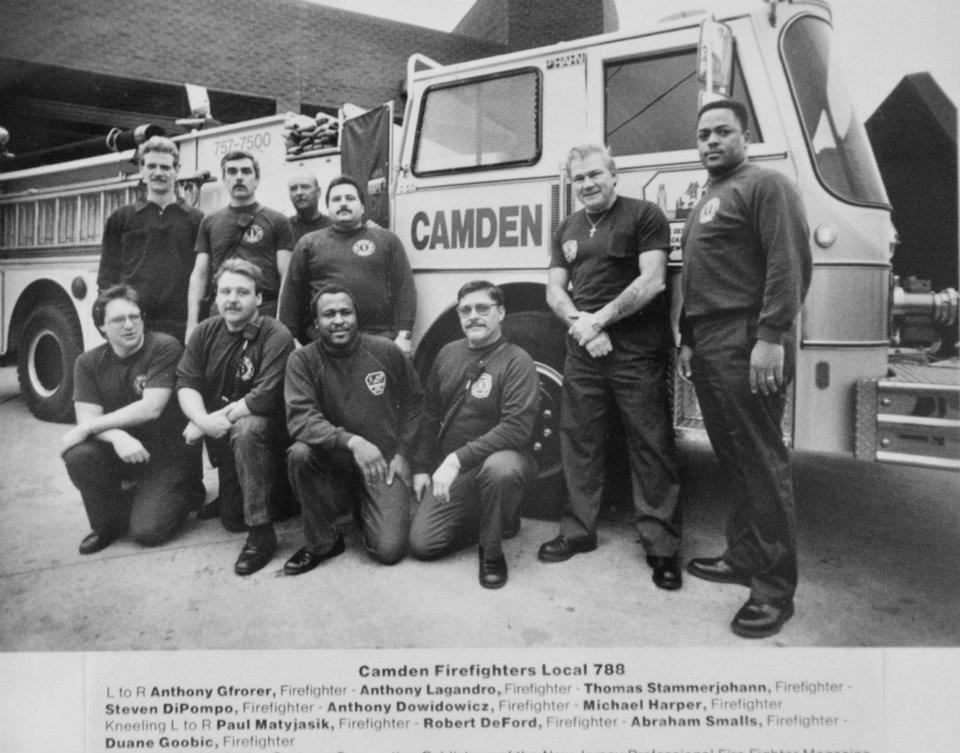 Camden Fire Department recruit class group photo featuring Duane Goobic