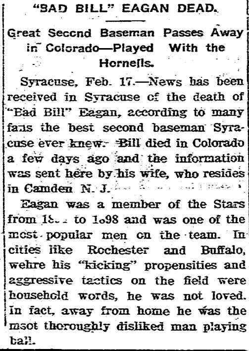 Hornell Evening Tribune, February 18, 1905 — Bill Eagan
