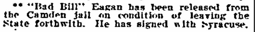 Philadelphia Inquirer, March 28, 1899 — Bill Eagan