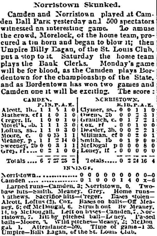 Philadelphia Inquirer, September 12, 1893 — Bill Eagan