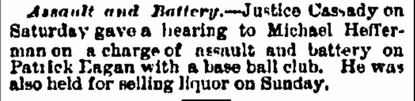 Philadelphia Inquirer, July 14, 1879 — Michael Hefferman assault on Patrick Eagan