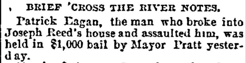 Philadelphia Inquirer, July 15, 1890 — Patrick Eagan held in bail