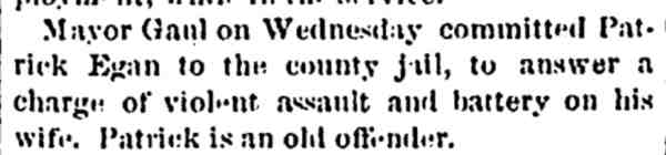 Camden Democrat, August 31, 1872 — Patrick Egan committed