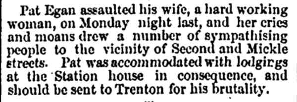 Camden New Republic, August 31, 1872 — Pat Egan assaults his wife