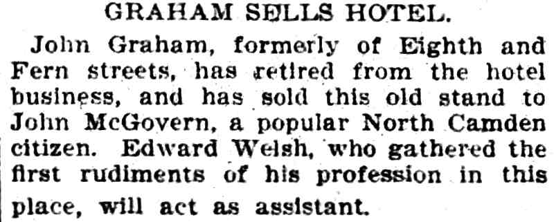 Camden Daily Courier, November 22, 1907 — Graham Sells Hotel