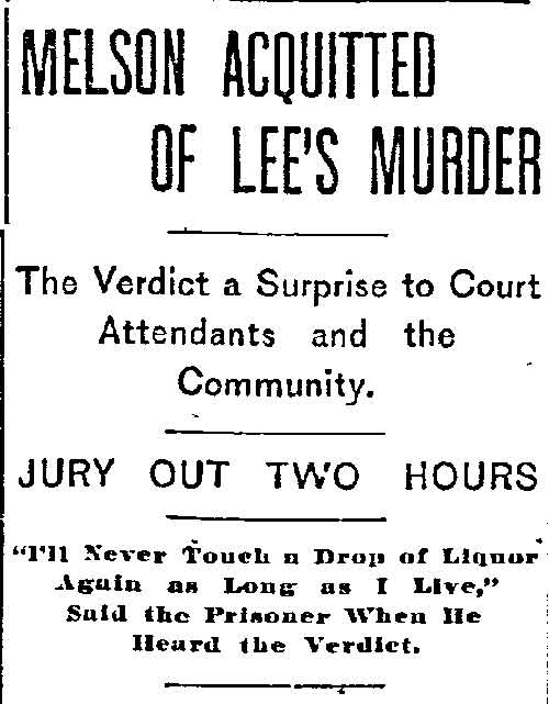 Philadelphia Inquirer, January 21, 1897 — Melson Acquitted of Lee's Murder, page one