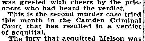 Philadelphia Inquirer, January 21, 1897 — Melson Acquitted of Lee's Murder, page five