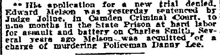 Philadelphia Inquirer, May 7, 1910 — Melson sentenced for assault and battery on Charles Smith