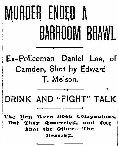 Philadelphia Inquirer, December 12, 1896 — Murder Ended a Barroom Brawl, page one