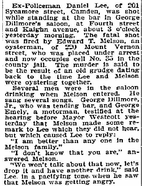 Philadelphia Inquirer, December 12, 1896 — Murder Ended a Barroom Brawl, page two