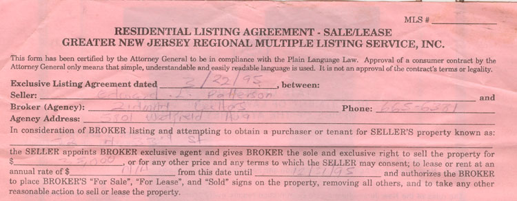 MLS listing for 52 North 33rd Street, March 22, 1995, page 1