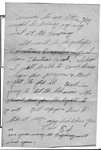 Letter from Edward L. Patterson to his mother from Camp Rucker, Alabama, December 12, 1951, page 2