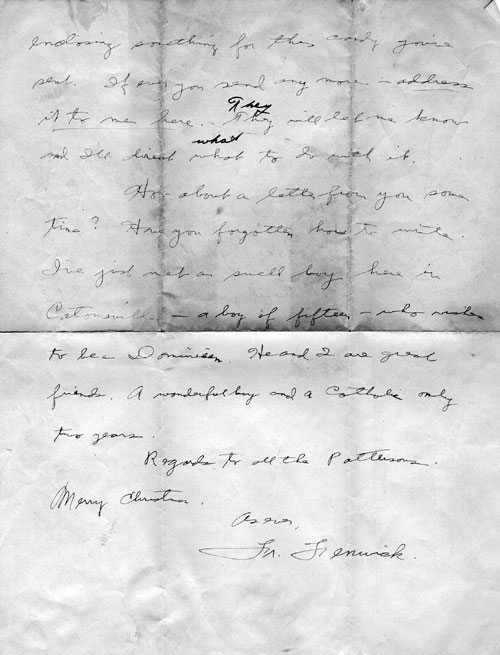 Letter to Edward L. Patterson from Father Fenwick, December 19, 1948, page 2