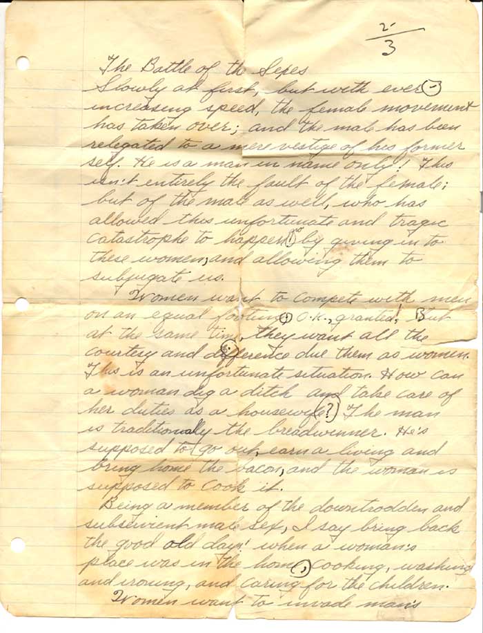 Handwritten notes by Edward L. Patterson, 1960s, page 1