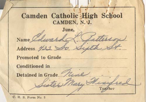 Camden Catholic High School report card, June 1946, page 3