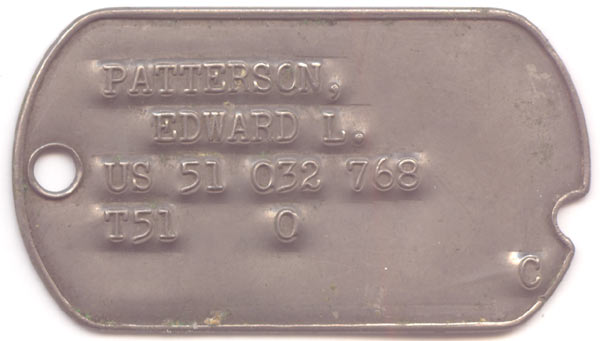 Military dogtag for Edward L. Patterson