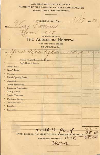 Birth record for David J. Patterson, May 17, 1933
