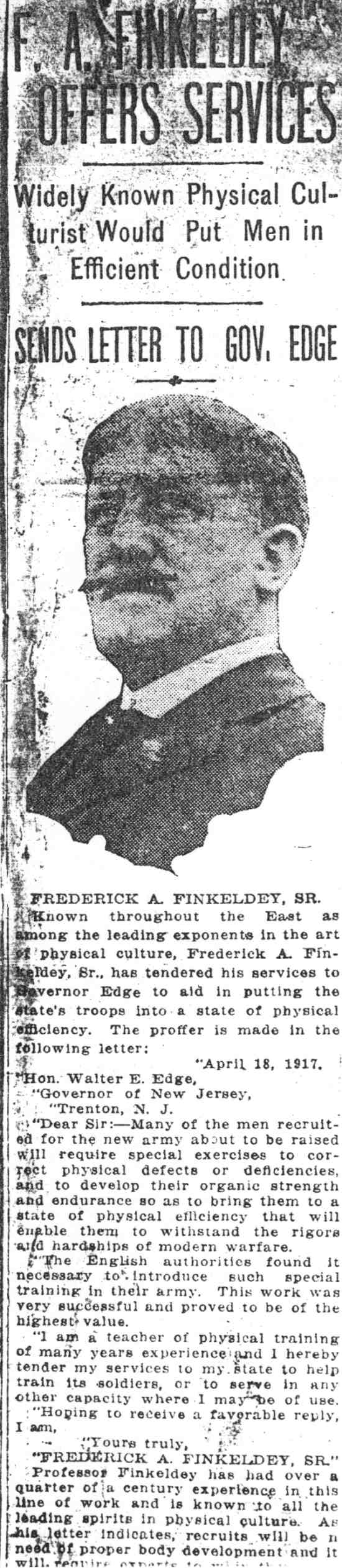 April 20, 1917 — Frederick A. Finkeldey